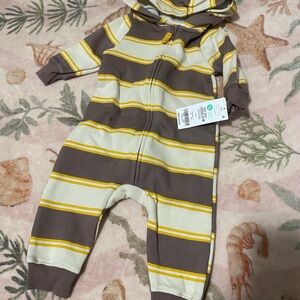 Carter's Hooded Brown and Yellow Striped Suit